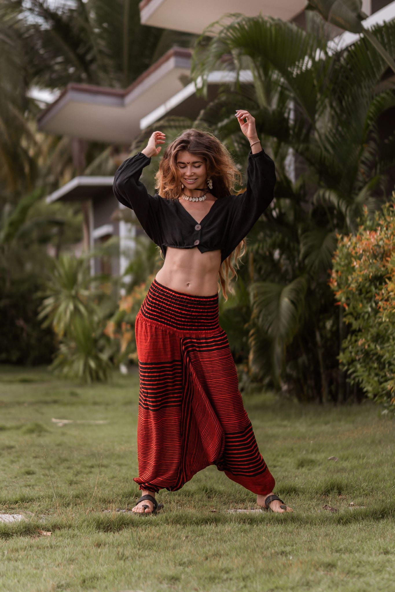 Harem Pants - Striped - Orange/Black