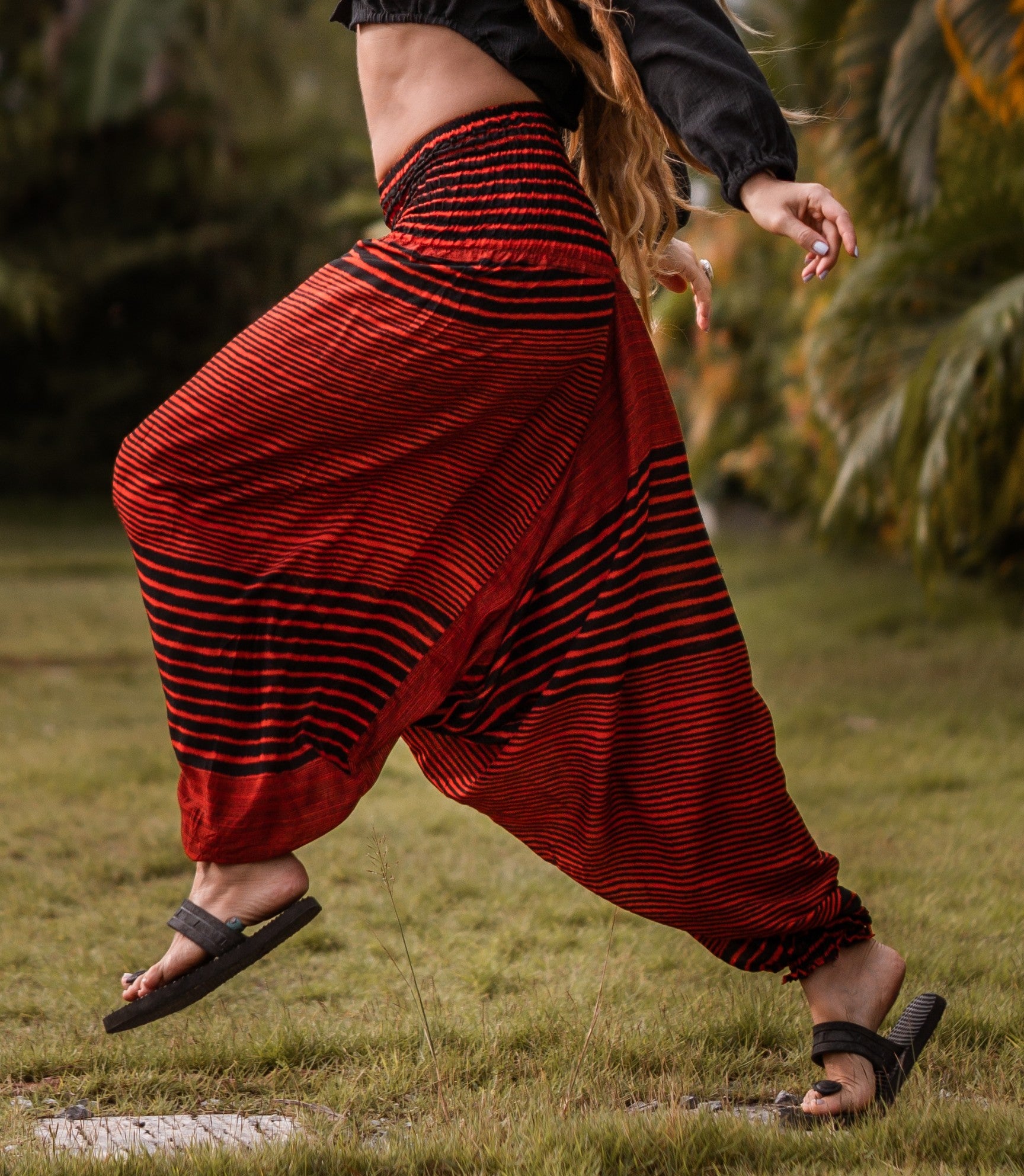 Harem Pants - Striped - Orange/Black