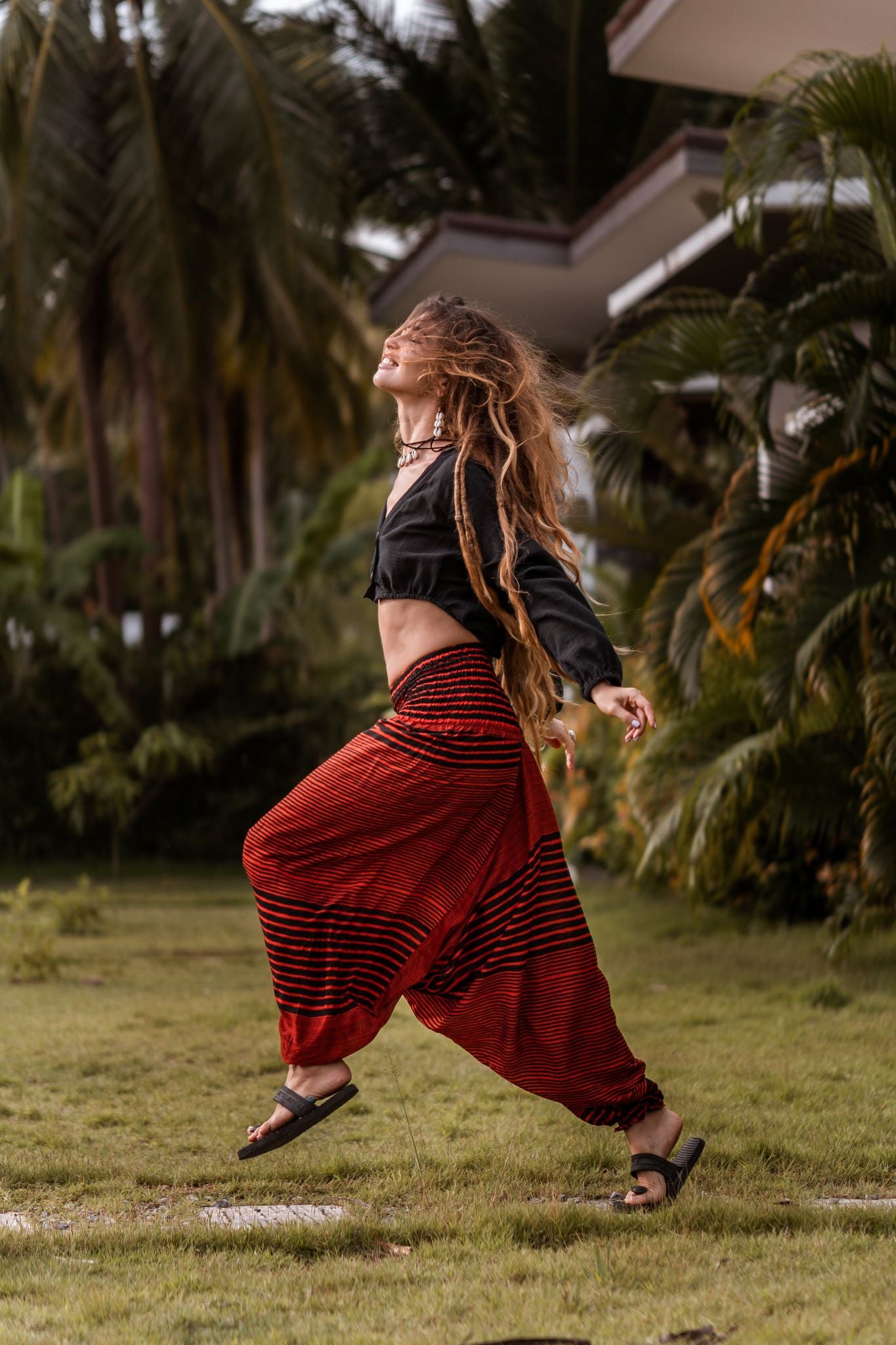 Harem Pants - Striped - Orange/Black