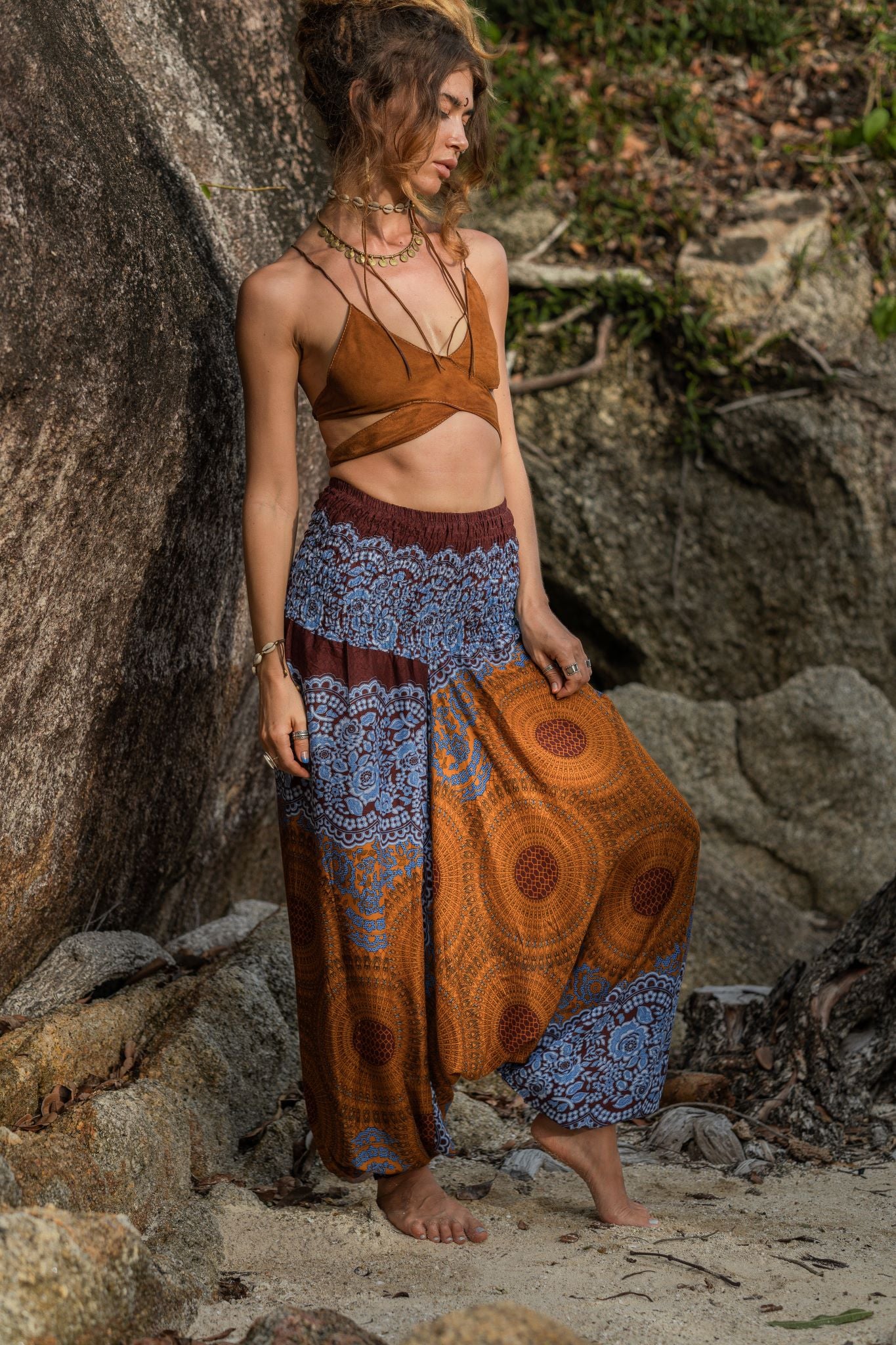 Harem Pants - Mandala Print - Bronze