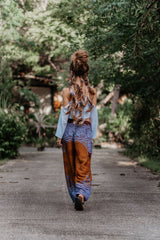 High Crotch Harem Pants - Mandala Print - Bronze/Blue