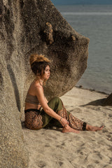 High Crotch Harem Pants - Mandala Print - Green