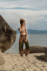 High Crotch Harem Pants - Mandala Print - Green