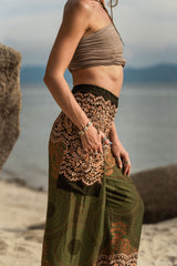 High Crotch Harem Pants - Mandala Print - Green