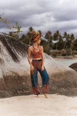 High Crotch Harem Pants - Mandala Print - Teal