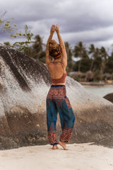 High Crotch Harem Pants - Mandala Print - Teal