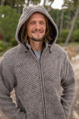 Wool Jacket - Eyelet Pattern - Brown