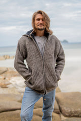 Wool Jacket - Eyelet Pattern - Brown