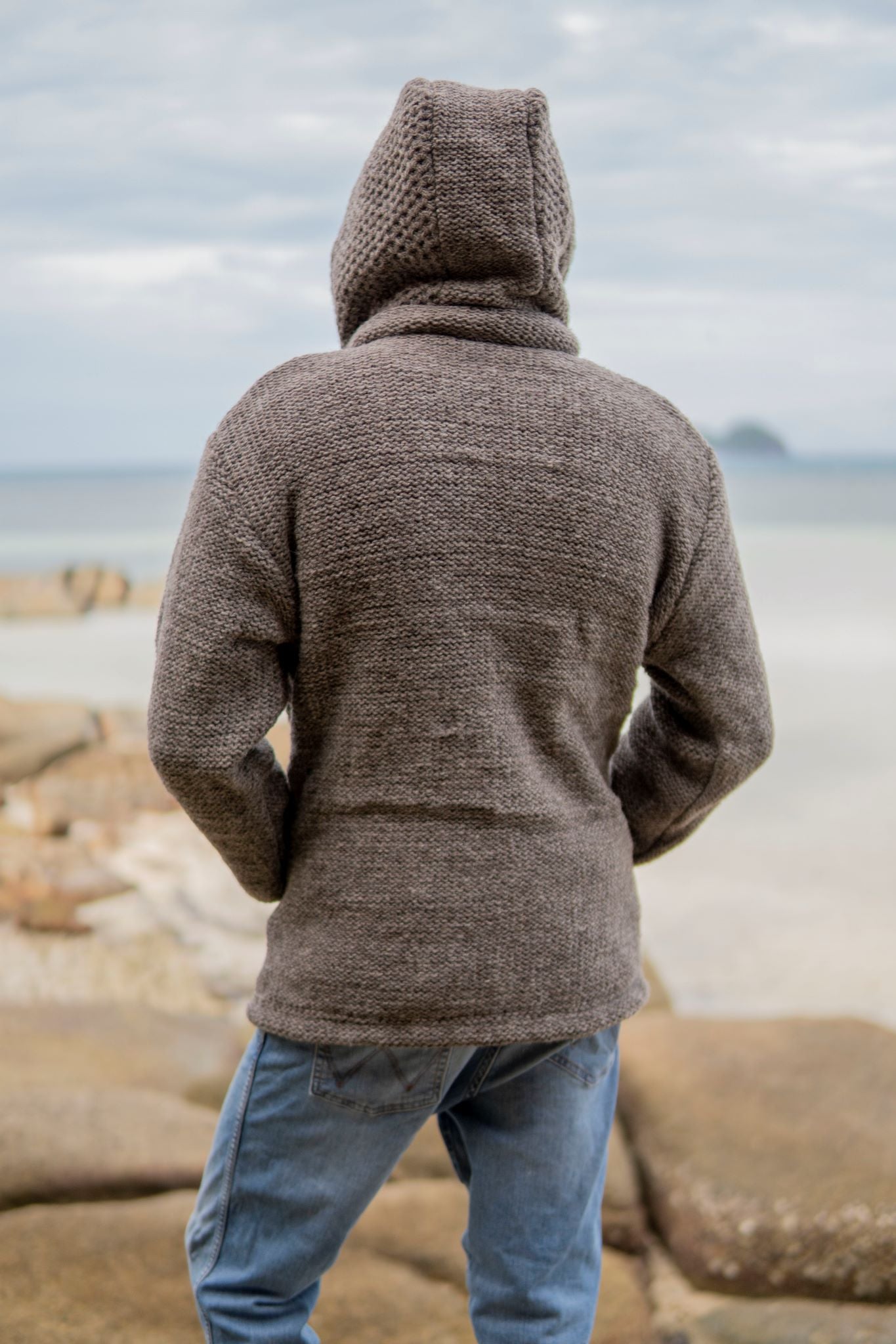 Wool Jacket - Eyelet Pattern - Brown