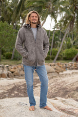 Wool Jacket - Eyelet Pattern - Brown