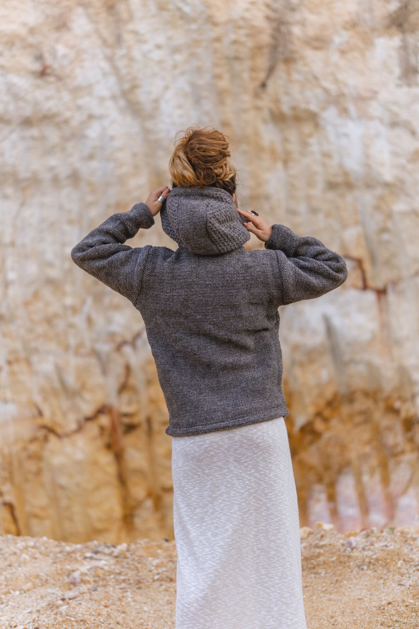 Wool Jacket - Eyelet Pattern - Brown