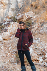 Wool Jacket - Eyelet Pattern - Maroon