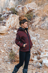 Wool Jacket - Eyelet Pattern - Maroon