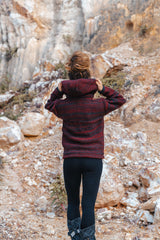 Wool Jacket - Eyelet Pattern - Maroon