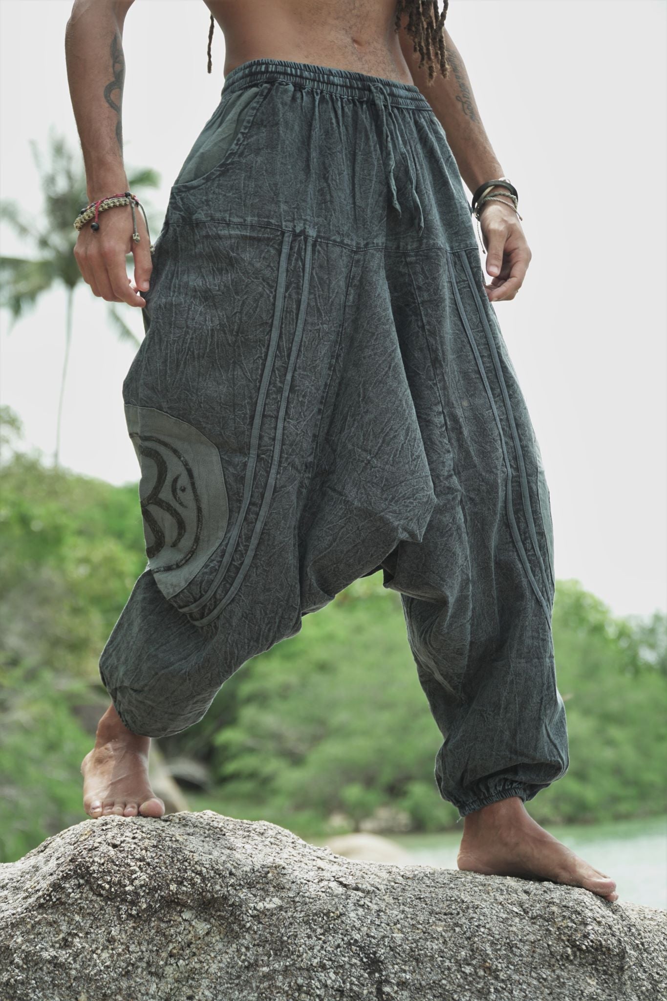 Harem Pants - Stonewashed Ohm - Grey
