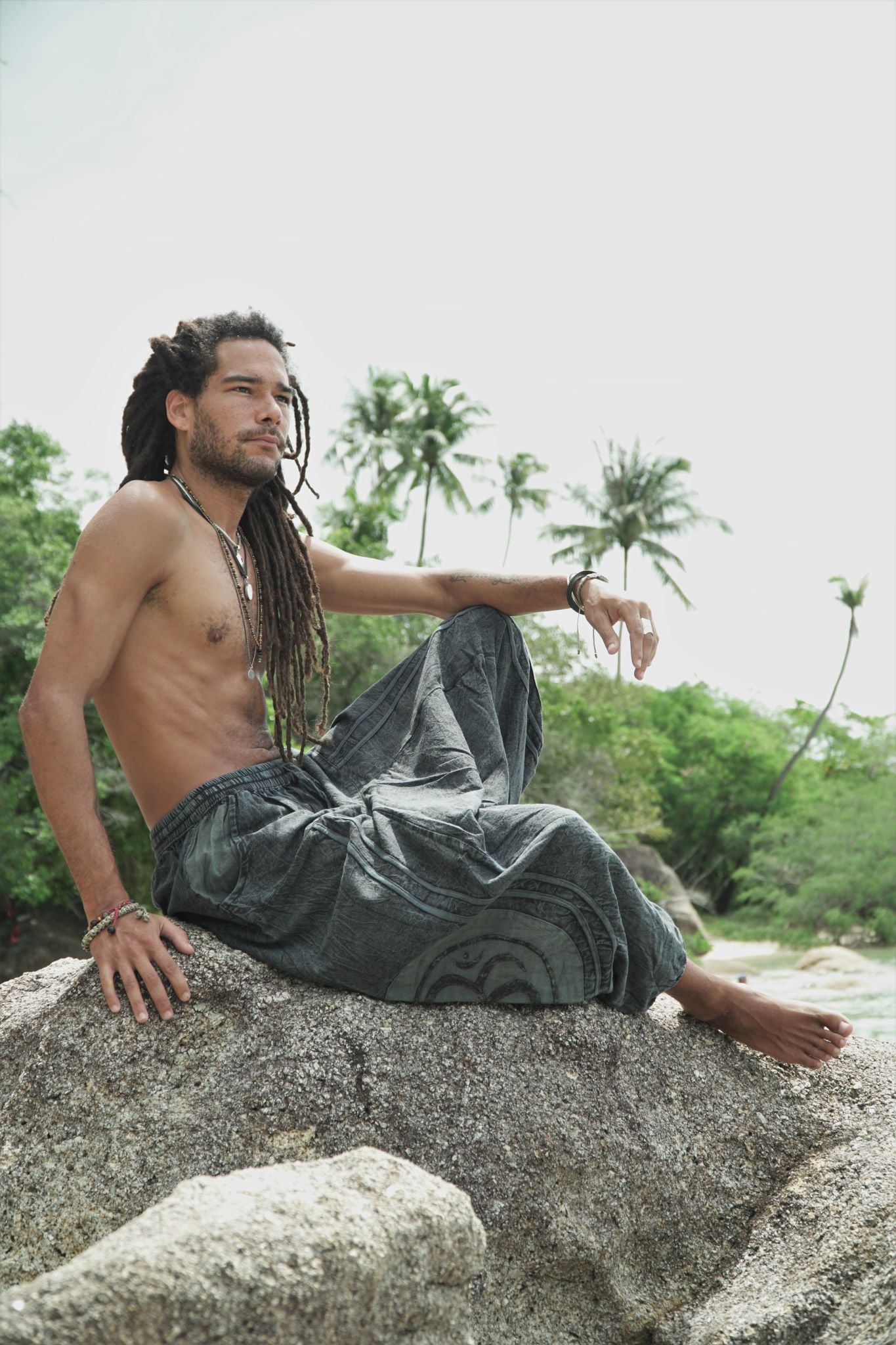 Harem Pants - Stonewashed Ohm - Grey