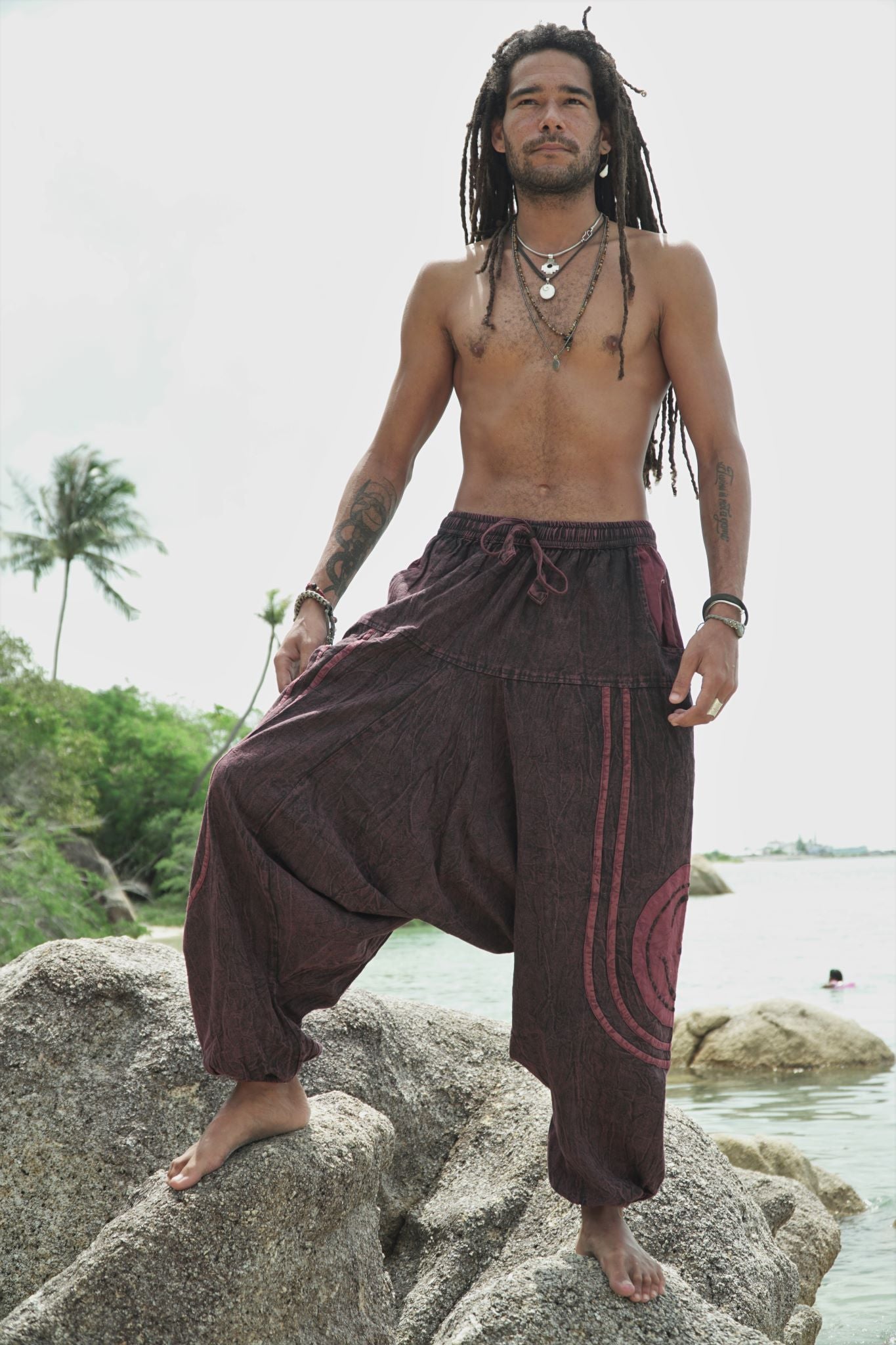 Harem Pants - Stonewashed Ohm - Red