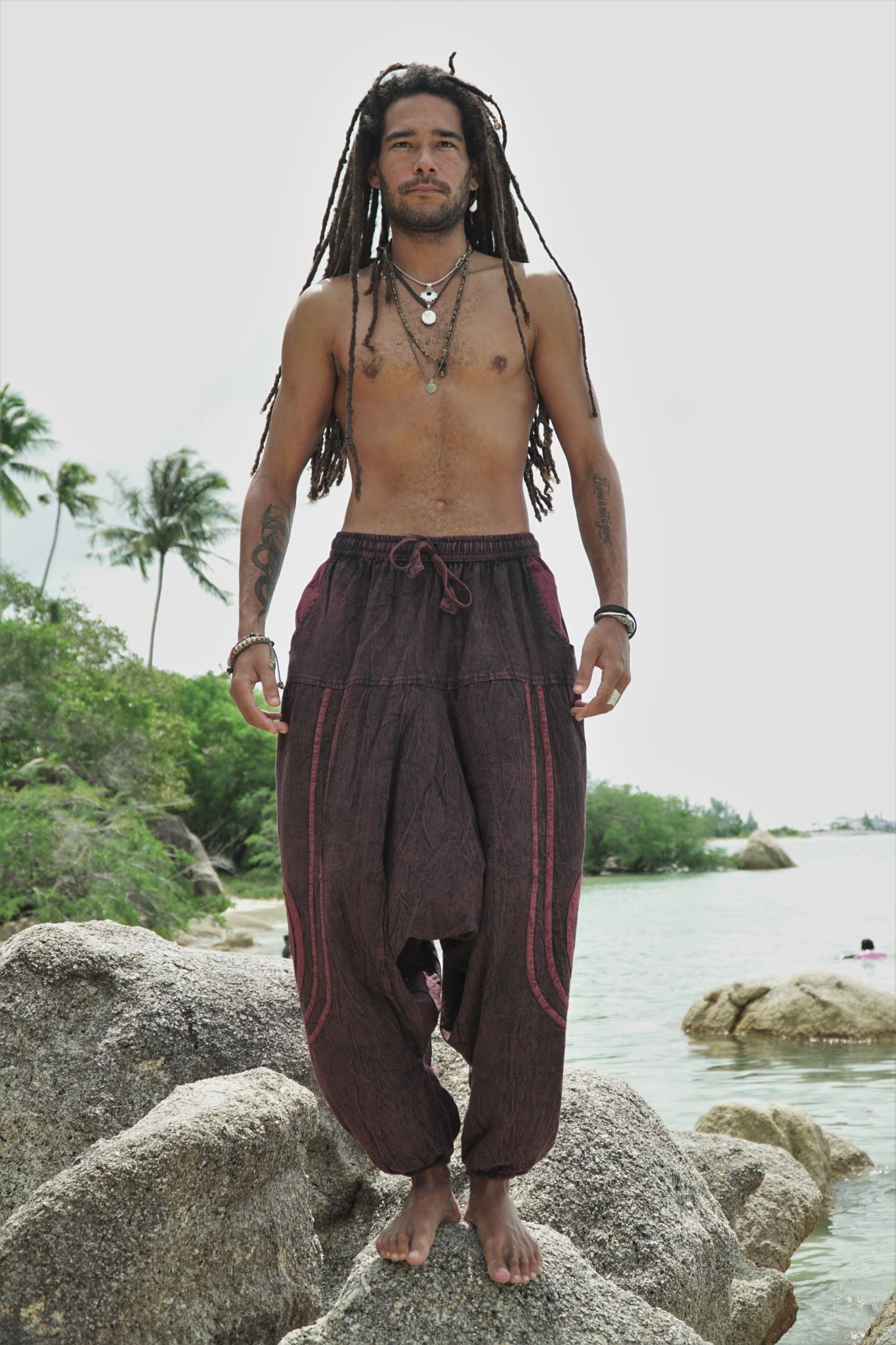 Harem Pants - Stonewashed Ohm - Red