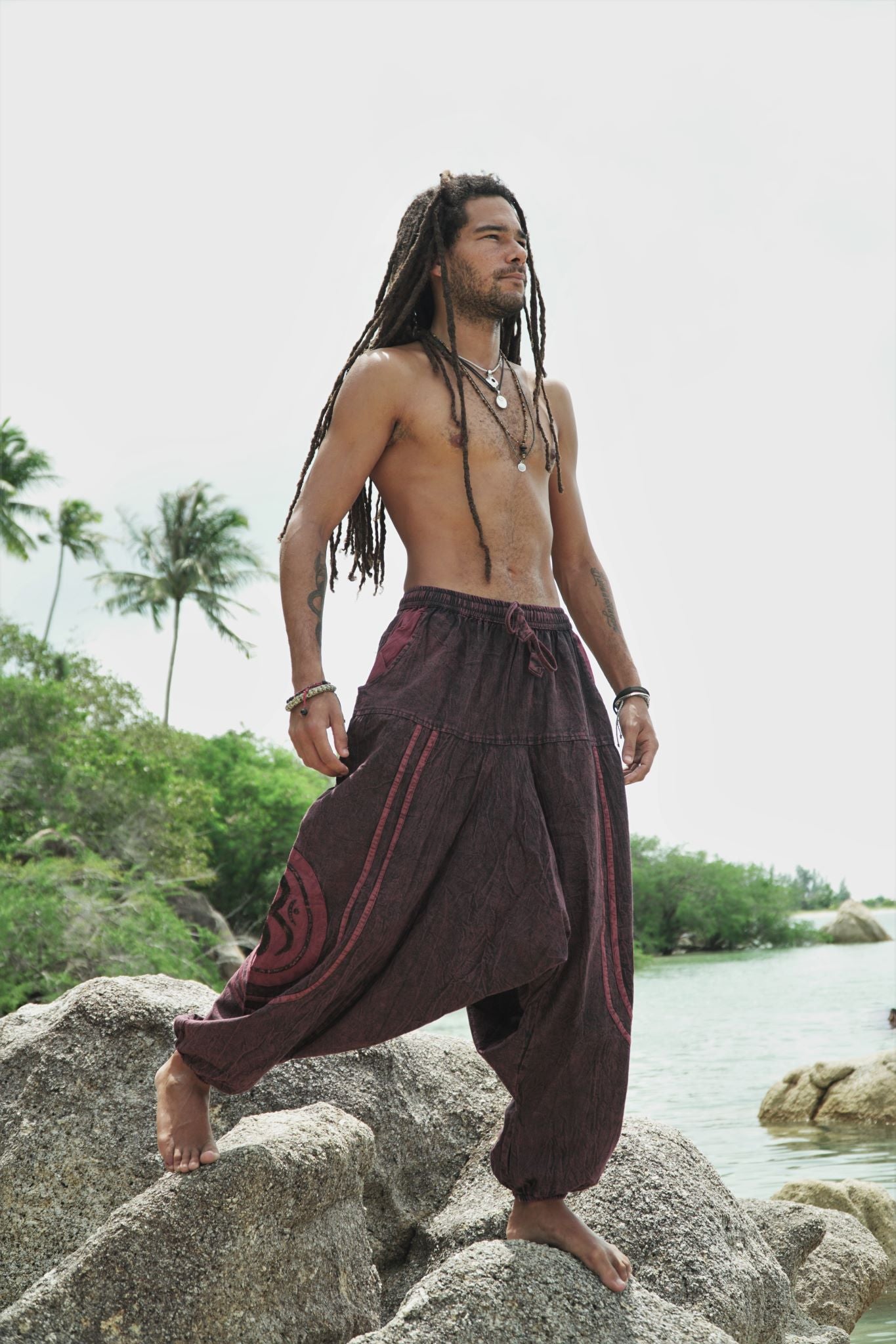 Harem Pants Stonewash Ohm Red KarmicChameleon