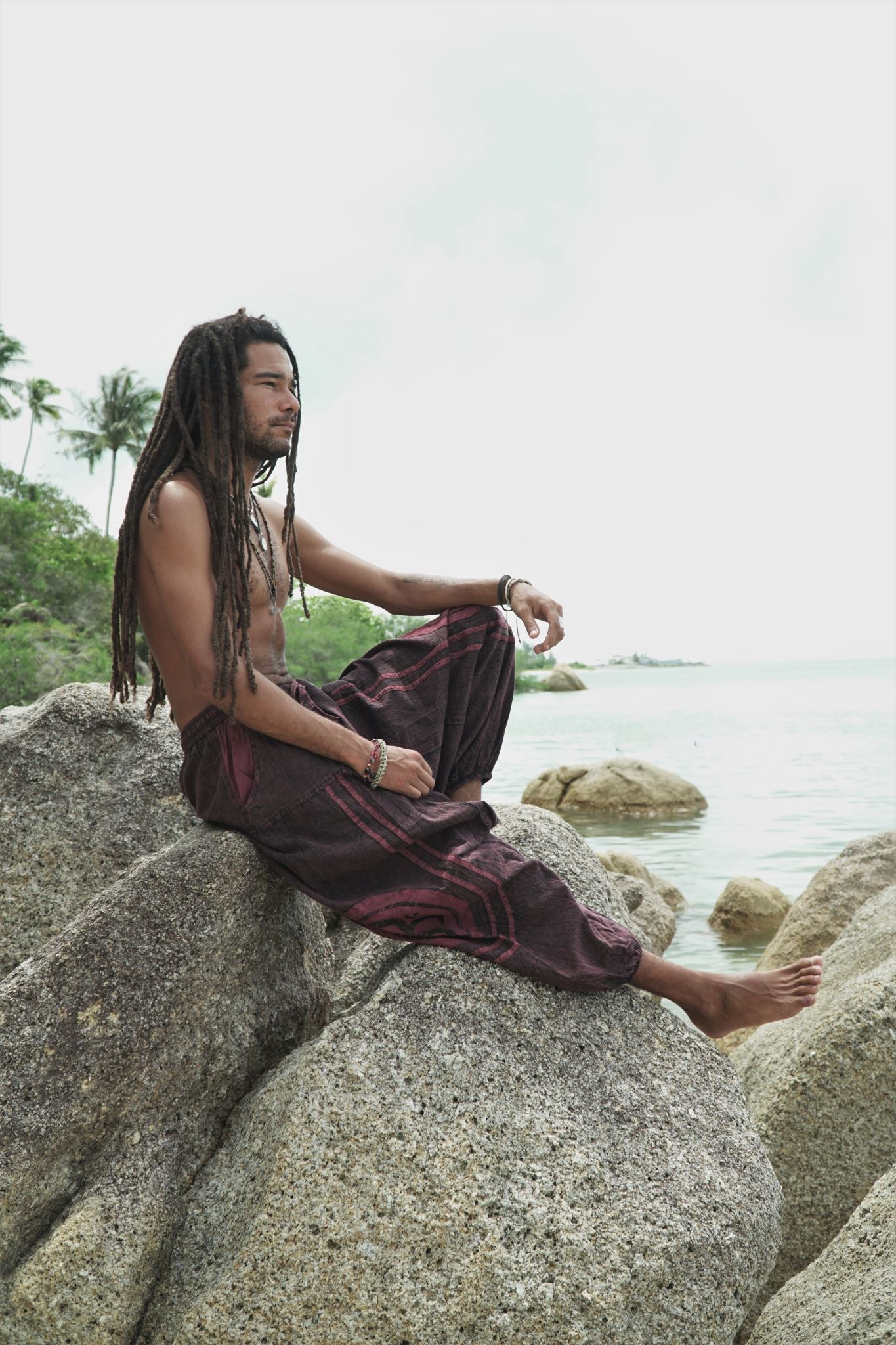 Harem Pants - Stonewashed Ohm - Red