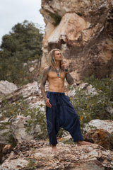 Harem Pants - Stonewashed Ohm - Navy Blue