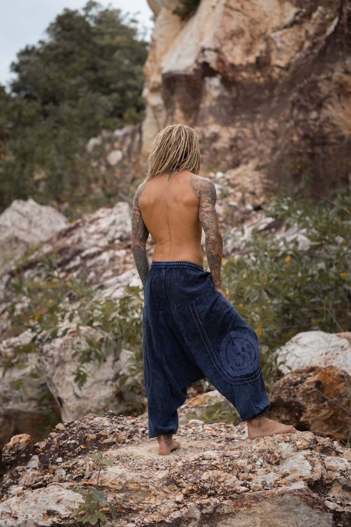 Harem Pants - Stonewashed Ohm - Navy Blue