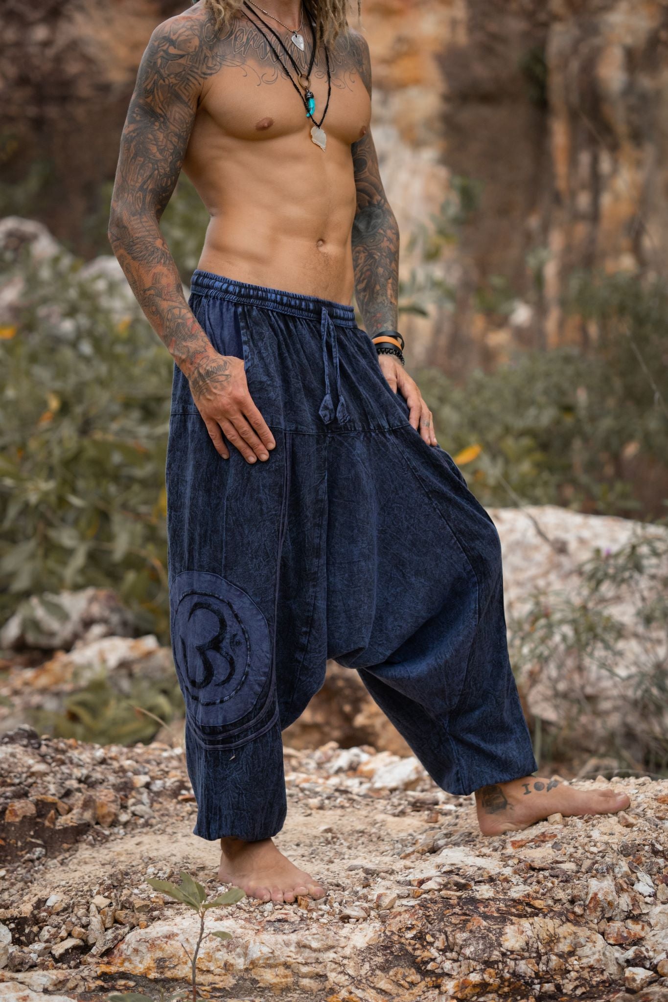 Harem Pants - Stonewashed Ohm - Navy Blue