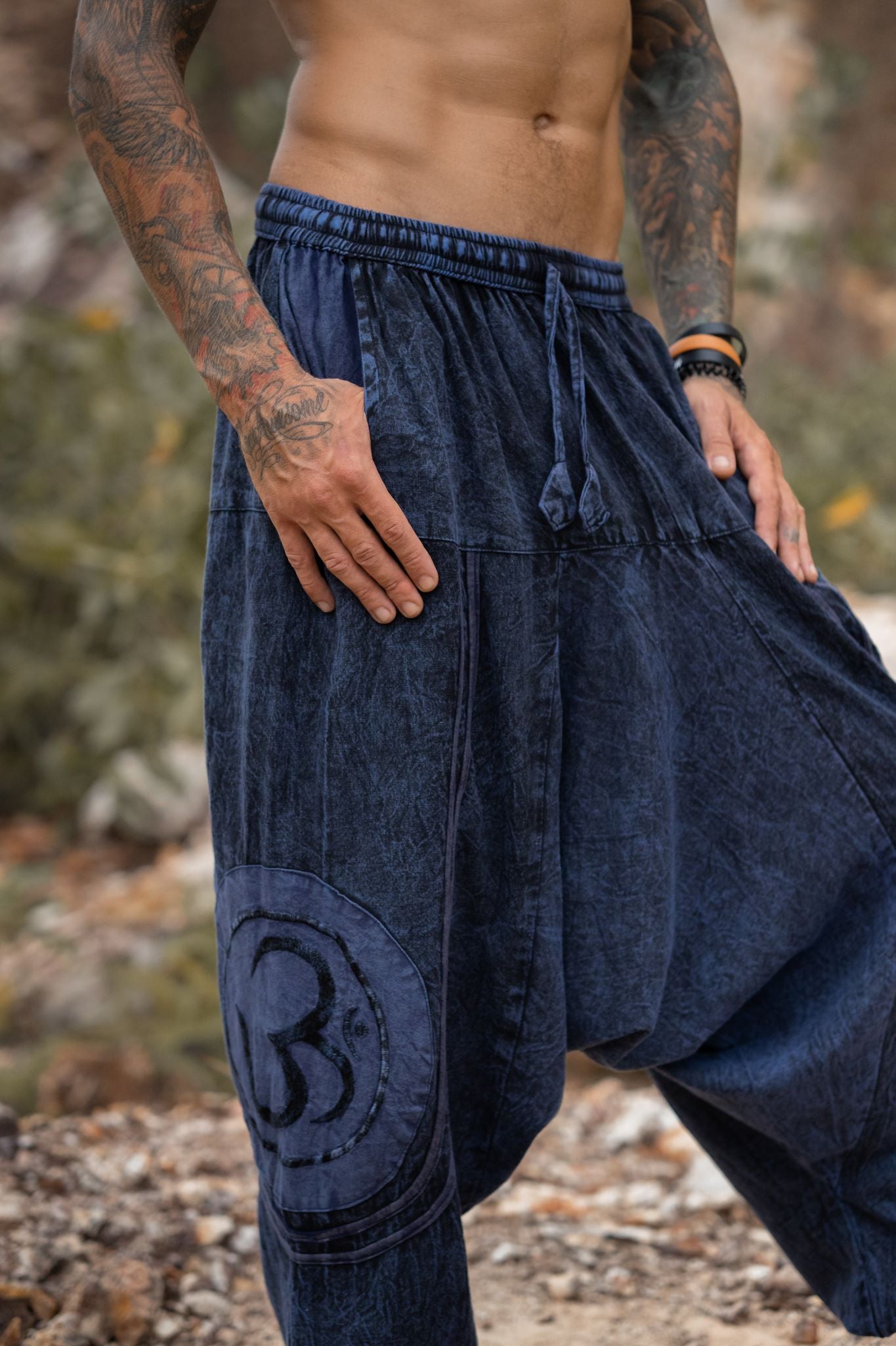 Harem Pants - Stonewashed Ohm - Navy Blue