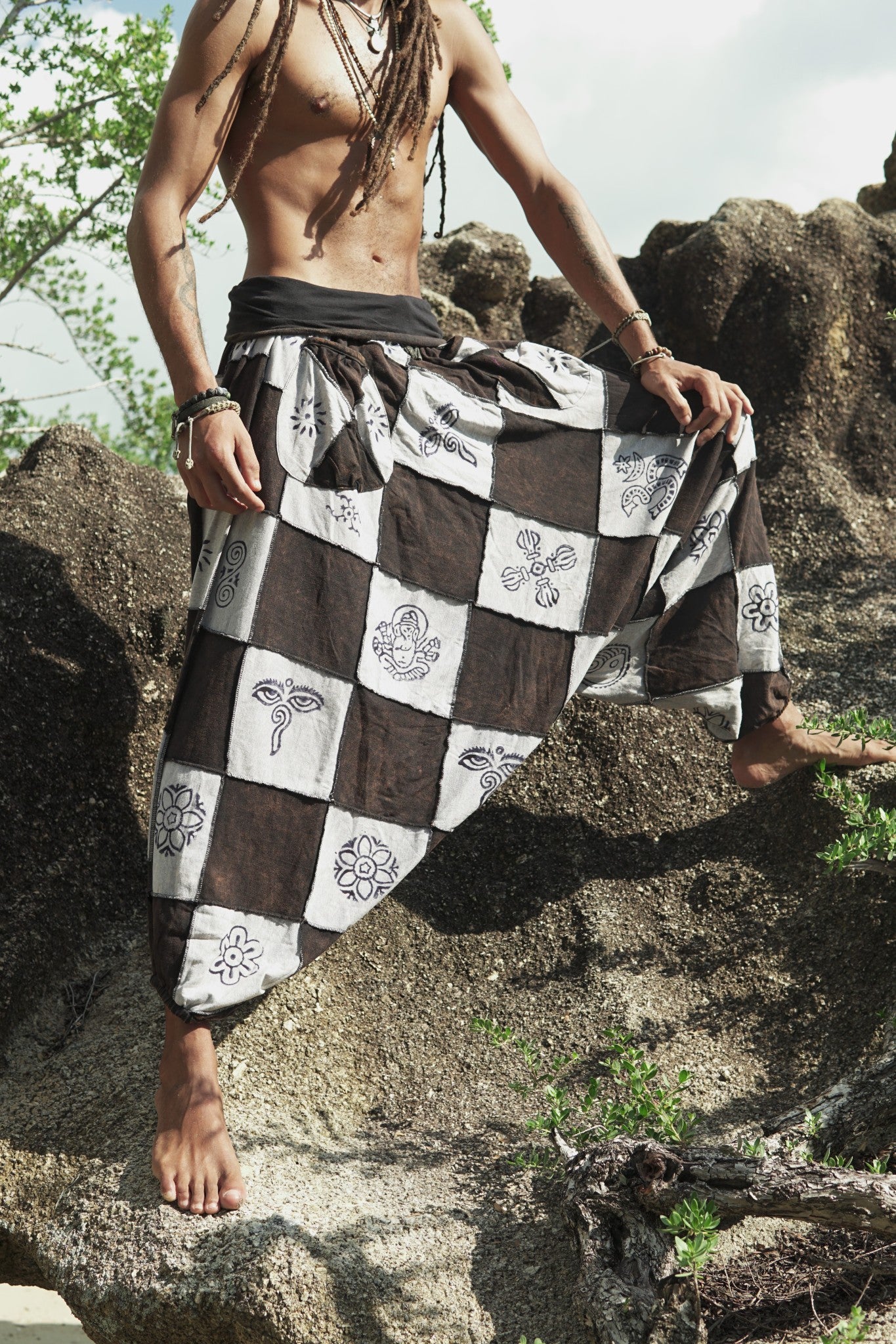 Harem Pants - Patchwork - Grey