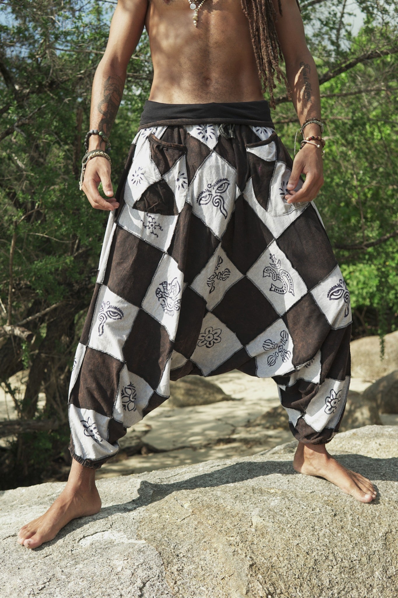 Harem Pants - Patchwork - Grey