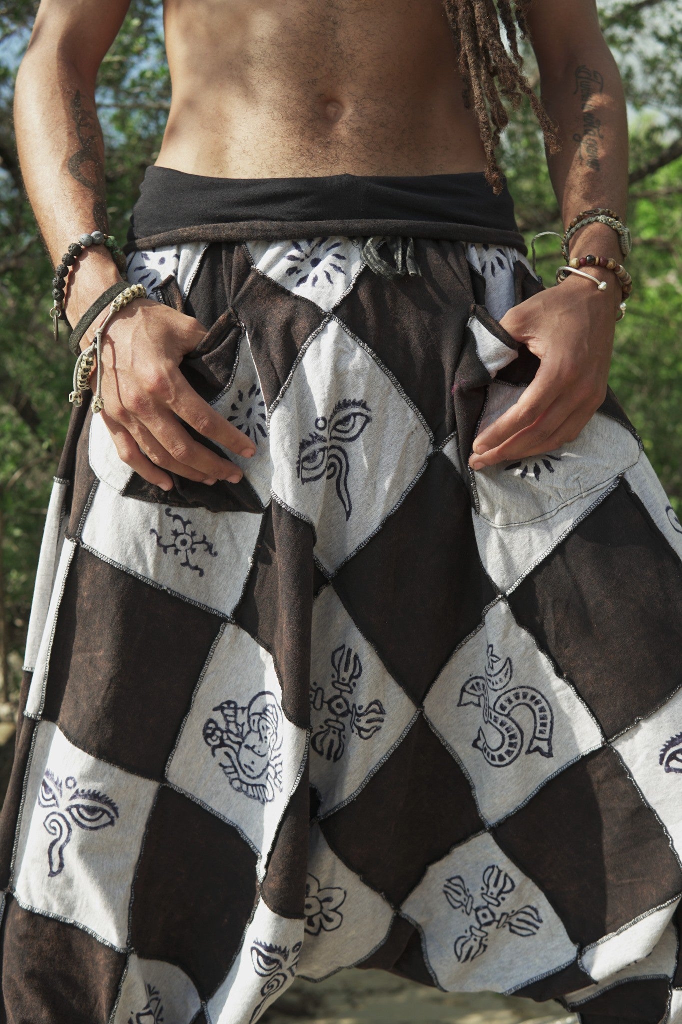 Harem Pants - Patchwork - Grey