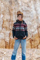 Wool Jacket - Aztec Pattern - Charcoal
