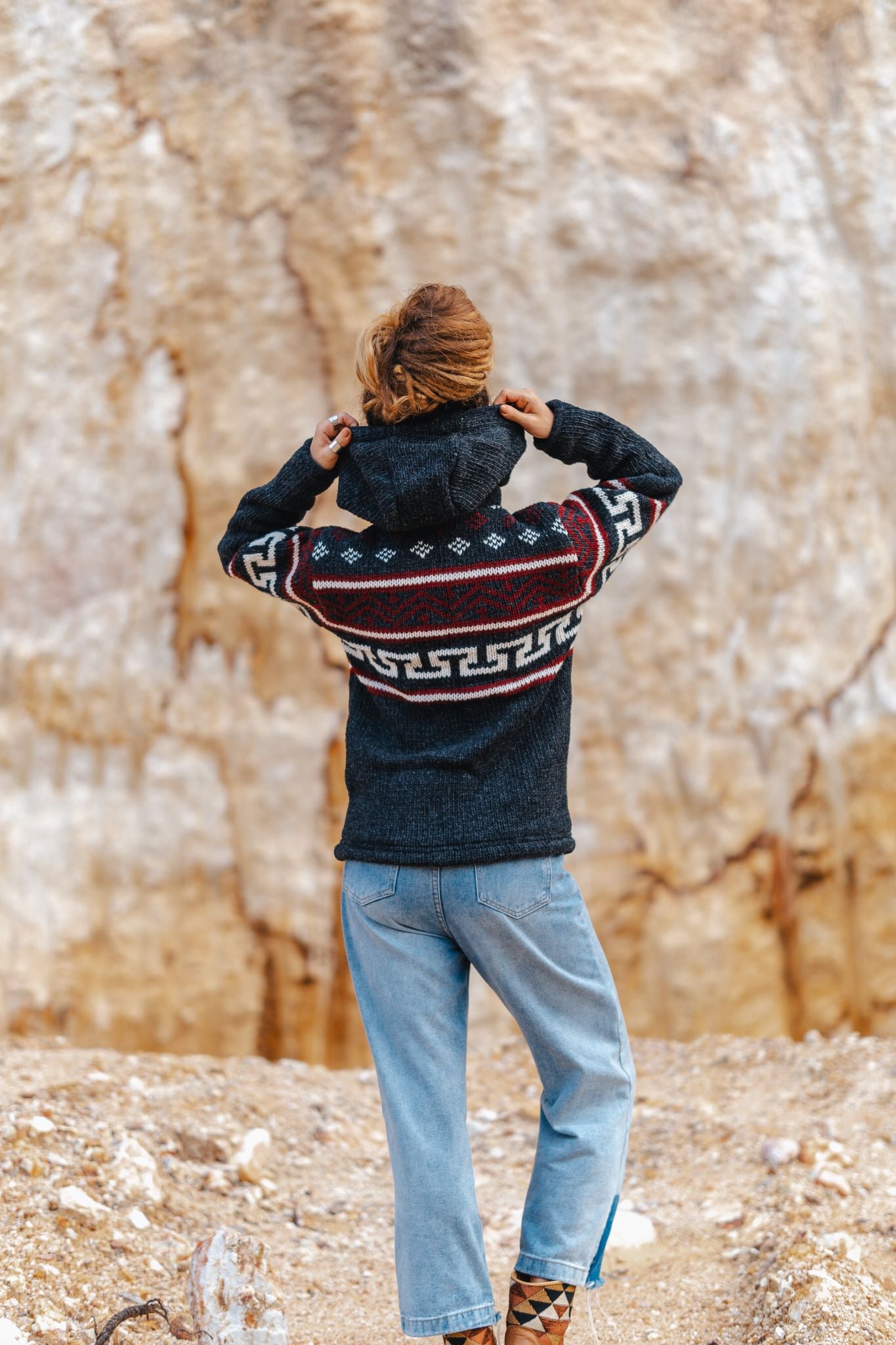 Aztec print wool online jacket