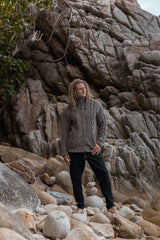 Wool Jacket - Cable Knit Aran - Light Brown