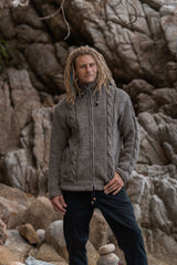 Wool Jacket - Cable Knit Aran - Light Brown