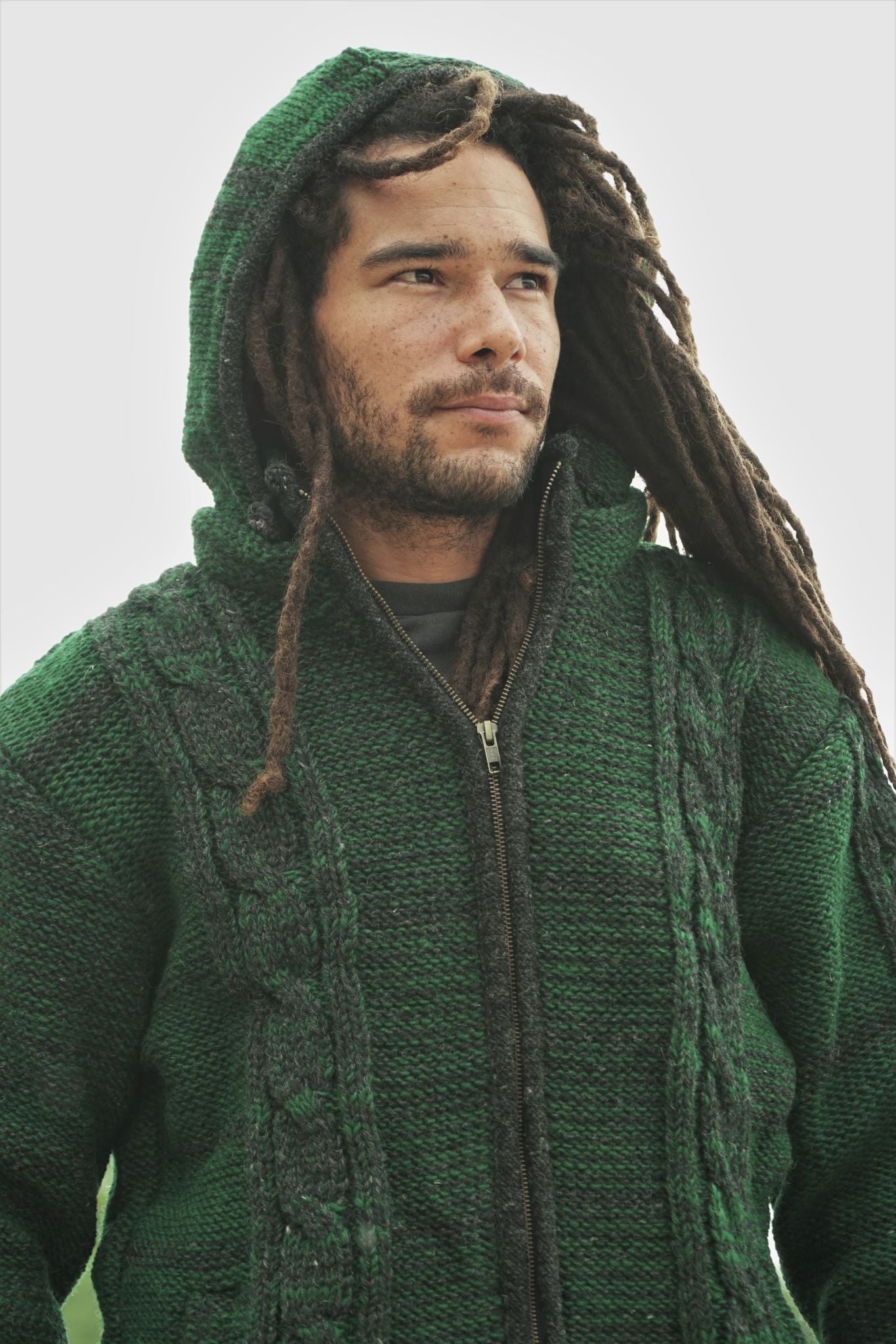 Wool Jacket - Cable Knit Aran - Green