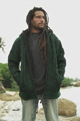 Wool Jacket - Cable Knit Aran - Green