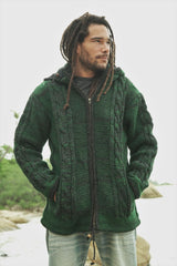 Wool Jacket - Cable Knit Aran - Green