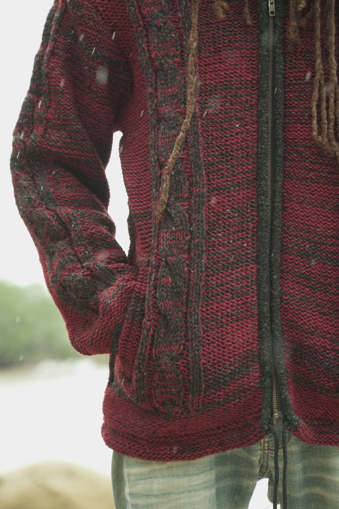 Wool Jacket - Aran - Maroon