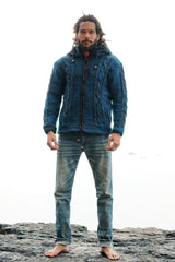 Wool Jacket - Cable Knit Aran - Teal