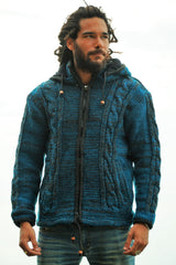 Wool Jacket - Cable Knit Aran - Teal