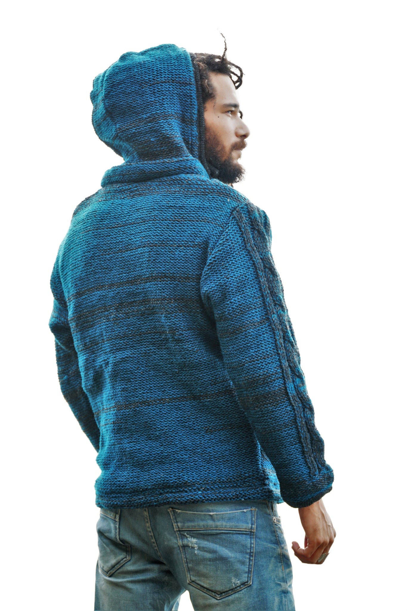 Wool Jacket - Cable Knit Aran - Teal