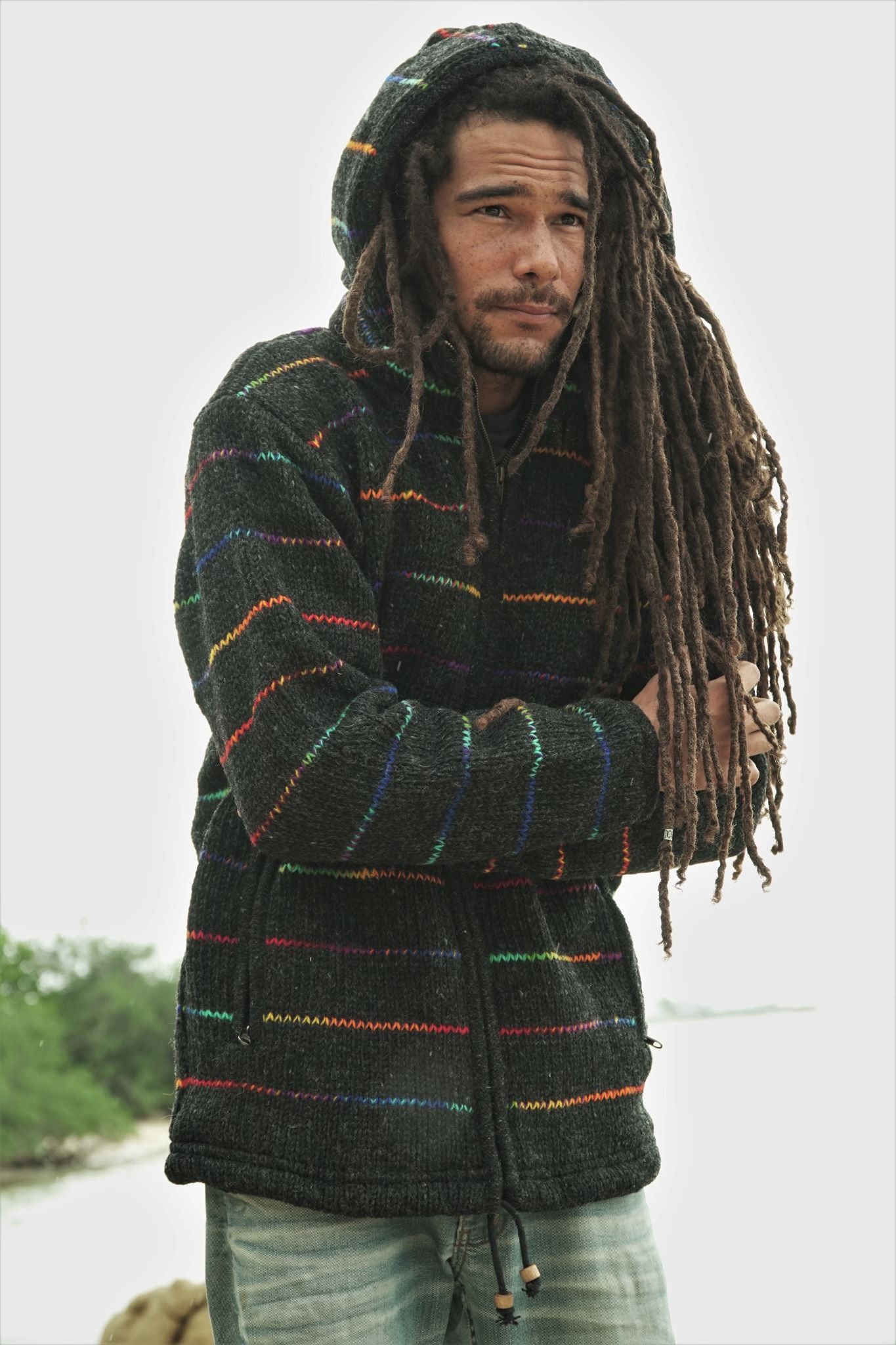 Wool Jacket - Charcoal - Rainbow Pinstripe