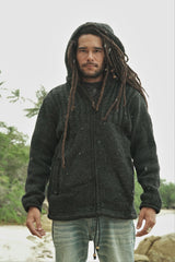 Wool Jacket - Ribbed Top - Charcoal