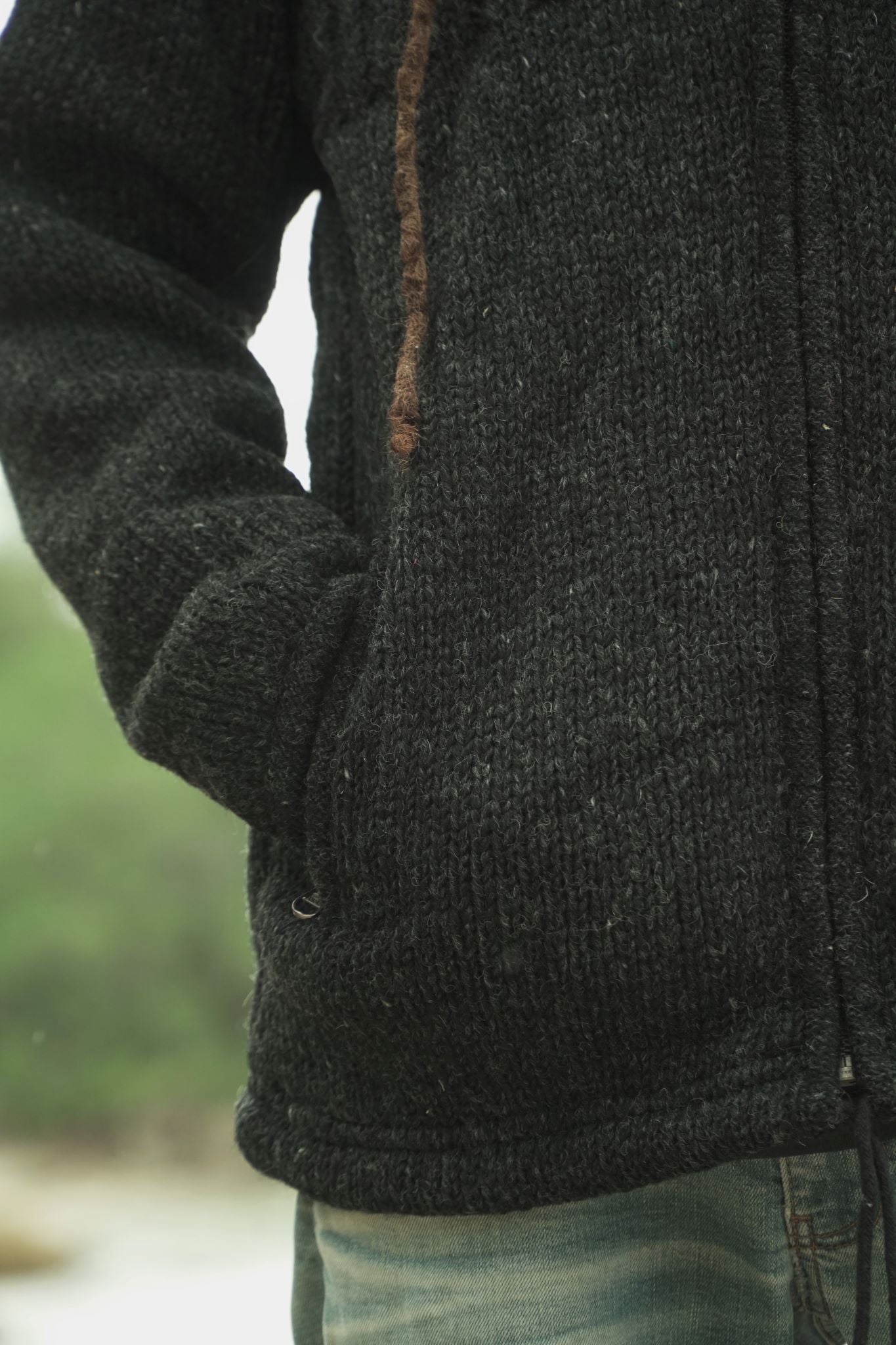 Wool Jacket - Ribbed Top - Charcoal