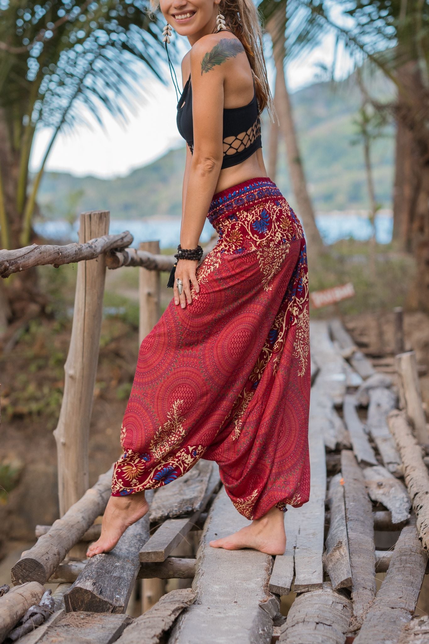 Harem Pants - Paisley Mandala - Peach