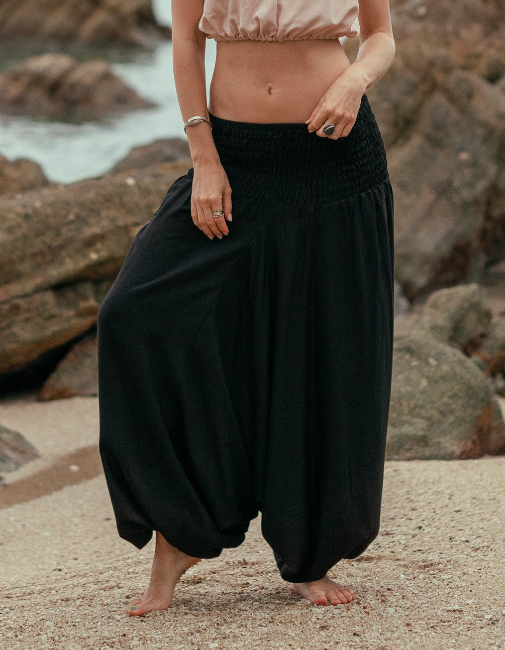 Harem Pants - Plain - Black