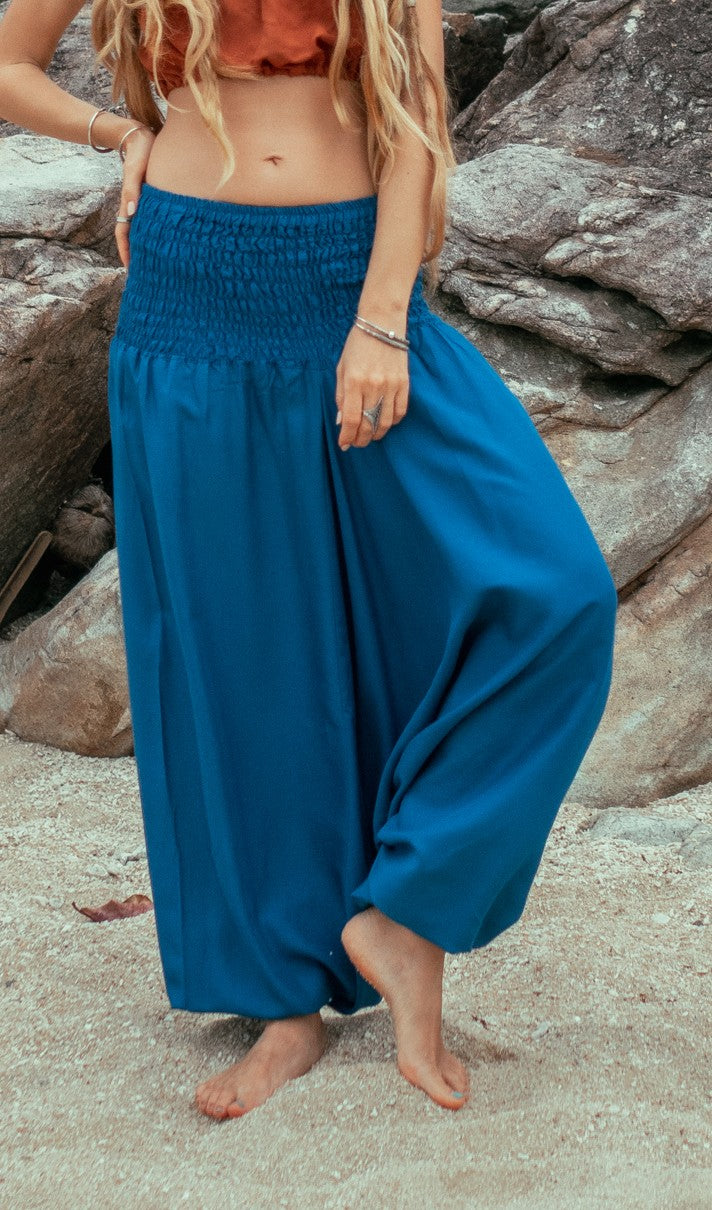 Harem Pants - Plain - Blue