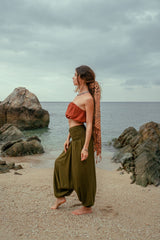 plain green harem pants summer clothing