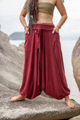 Harem Pants - Plain Cotton - Maroon